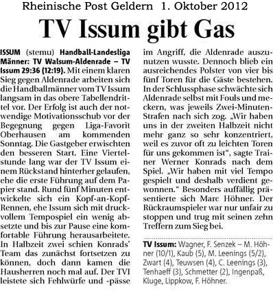 121001 TV Issum gibt Gas
